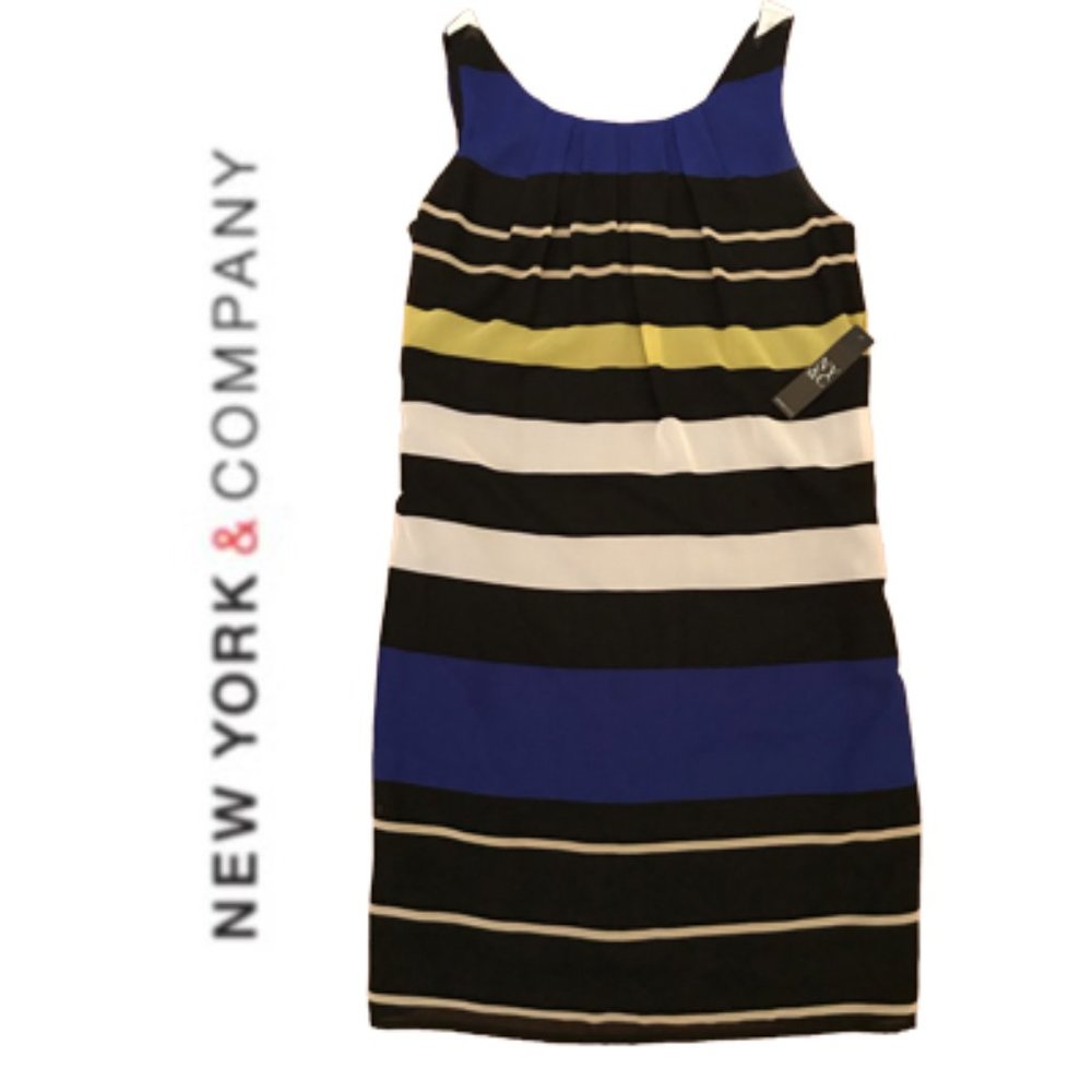 New York & Company Horizontal Striped Shift Dress
